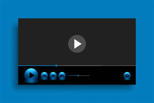 Glanzende Blauwe Video Speler Template Ontwerp — Stockvector