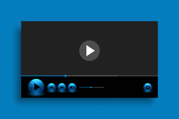 glossy blue video player template design