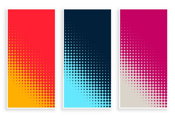 Conjunto Banner Medio Tono Diferentes Colores — Archivo Imágenes Vectoriales