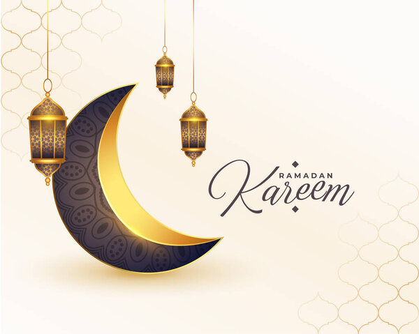 Ramadan Kareem Realistic Eid Moon Greeting Design Vector Graphics