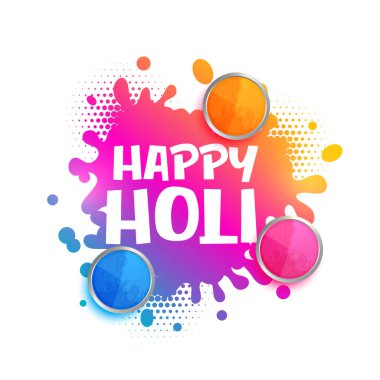 Mutlu Holi Festivali için suluboya ve gulal renkli tabaklar