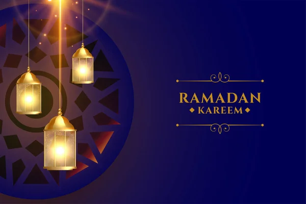 Pacífico Ramadán Kareem Islámico Eid Festival Linterna Saludo Fondo — Vector de stock