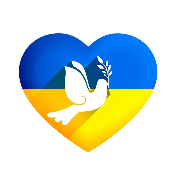 Мирне Серце Голуб Птах Прапором України — стоковий вектор