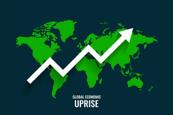 Croissance Mondiale Des Entreprises Avec Flèche Vers Haut Carte Monde — Image vectorielle