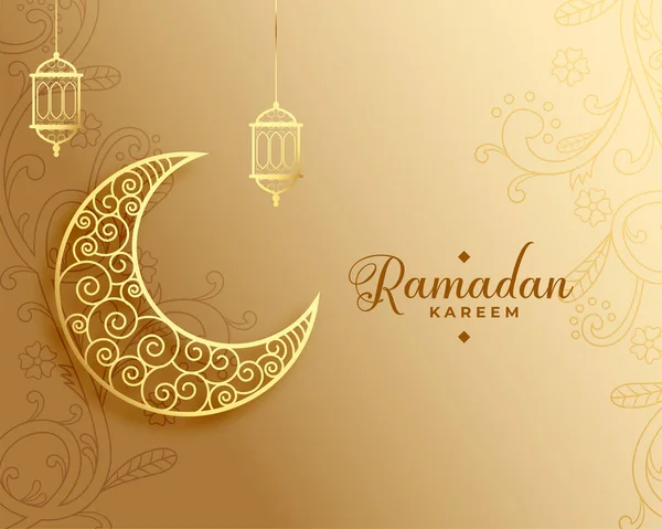 Blessed Ramadan Kareem Golden Greeting Design — Stock Vector