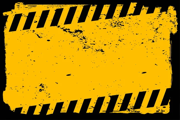 Grunge Yellow Warning Background Black Stripes — Stock Vector