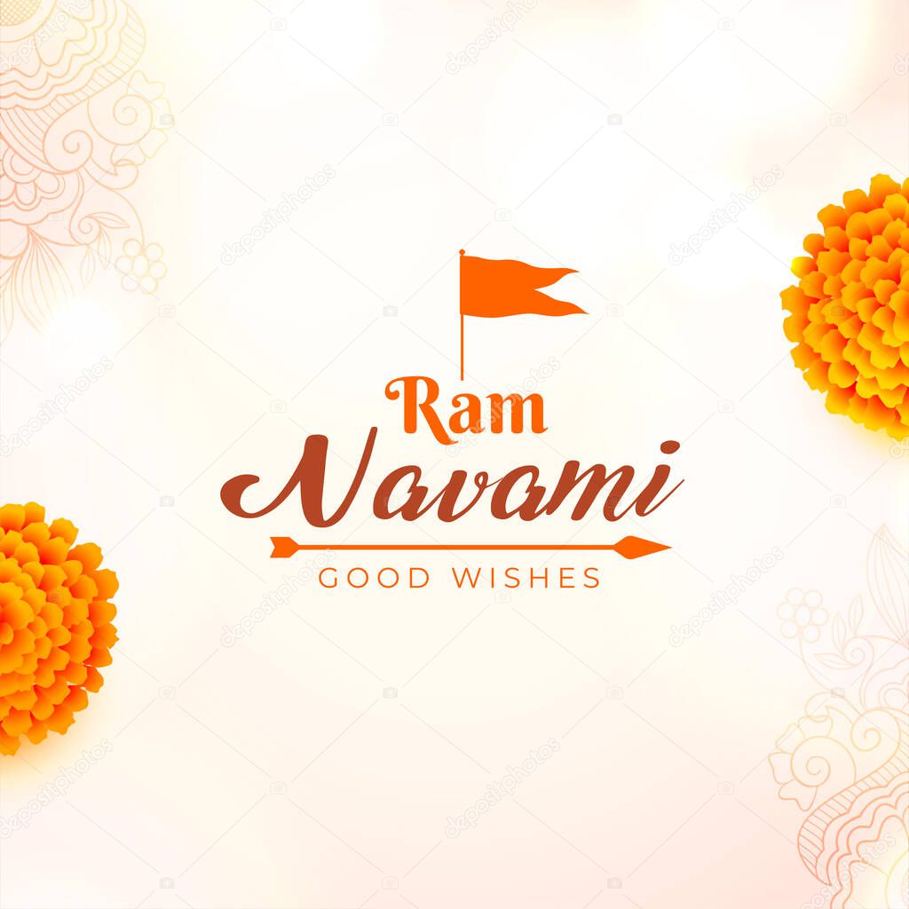 ram navami navratri greeting with flowers