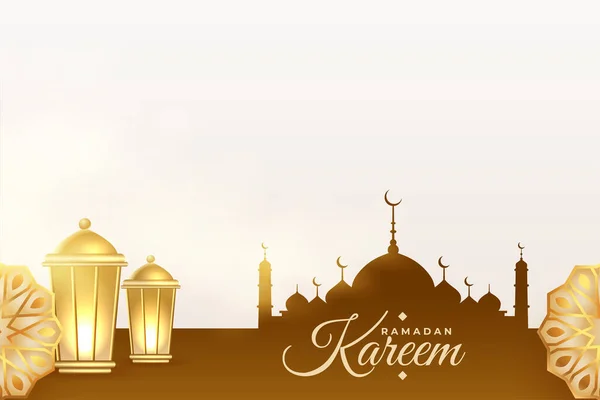 Ramadan Seasonal Banner Mosque Golden Lantern — Stock Vector