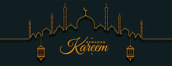 Line Style Ramadan Kareem Nice Eid Banner Design — Stock Vector