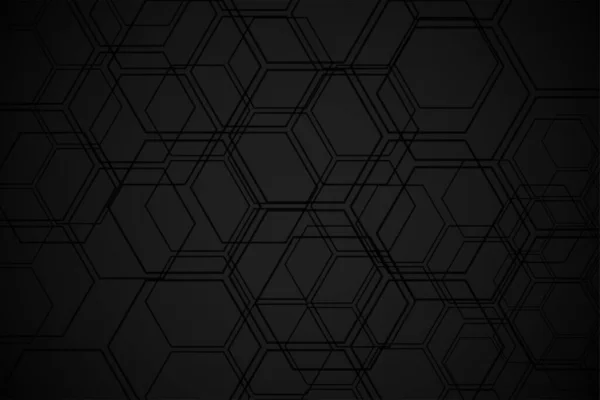 Fundo Preto Com Formas Hexagonais — Vetor de Stock