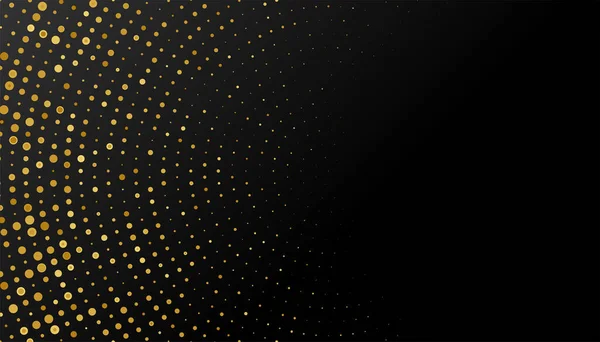 Guld Halftone Glitter Svart Bakgrund — Stock vektor