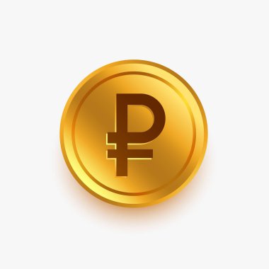 Beyaz arkaplanda izole edilmiş altın ruble para
