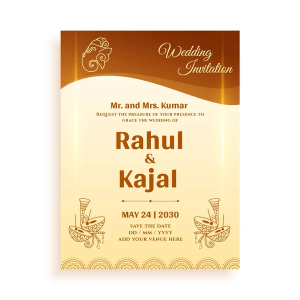 Plantilla Diseño Tarjeta Boda India Tradicional — Vector de stock