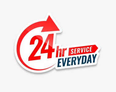 24 hour everyday service sticker design clipart