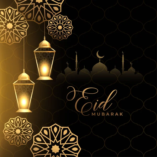 Islamic Decorative Eid Mubrak Social Media Wishes Greeting Design — Image vectorielle