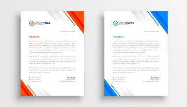 iş antetli şablon kırmızı ve mavi renkte