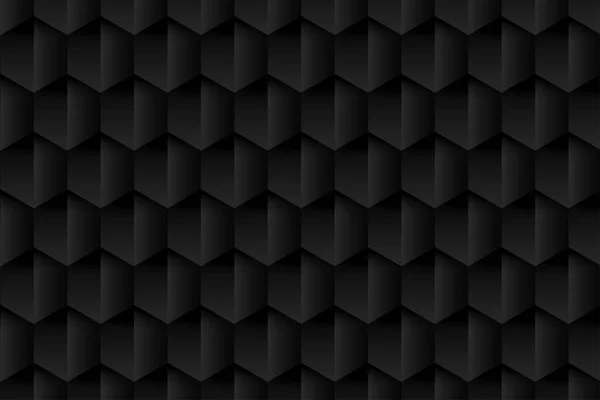 3D六角形の背景に黒い壁紙 — ストックベクタ