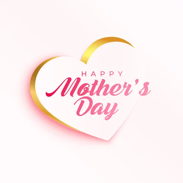 Feliz Día Madre Corazón Saludo Dorado Diseño — Vector de stock