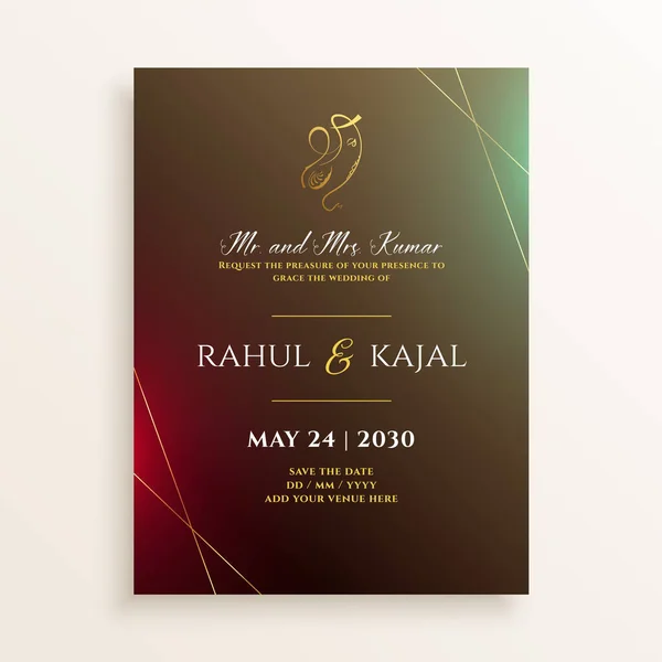 Indian Wedding Engagement Card Template Design — Vector de stock