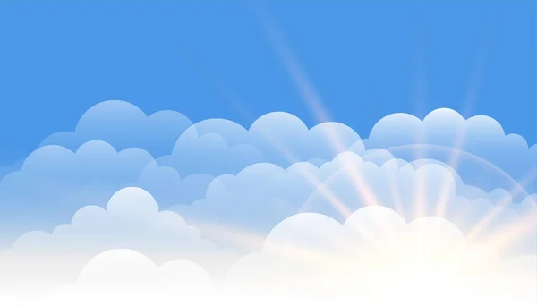 Sun Lens Flare Clouds Blue Sky Background — Stockvektor