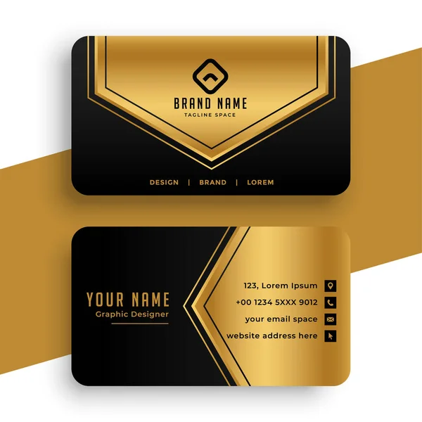 Geometric Golden Luxury Vip Business Card Template Design — Vettoriale Stock