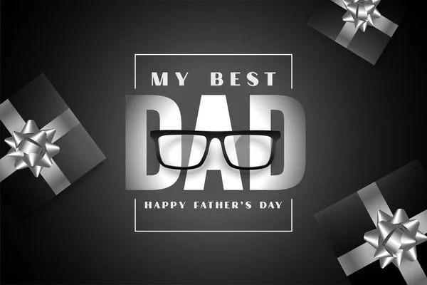 Best Dad Happy Father Day Black Card Design Gift Boxes — Vetor de Stock