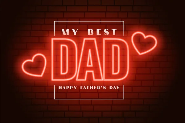 Red Neon Style Happy Father Day Greeting Best Dad Message — Vetor de Stock