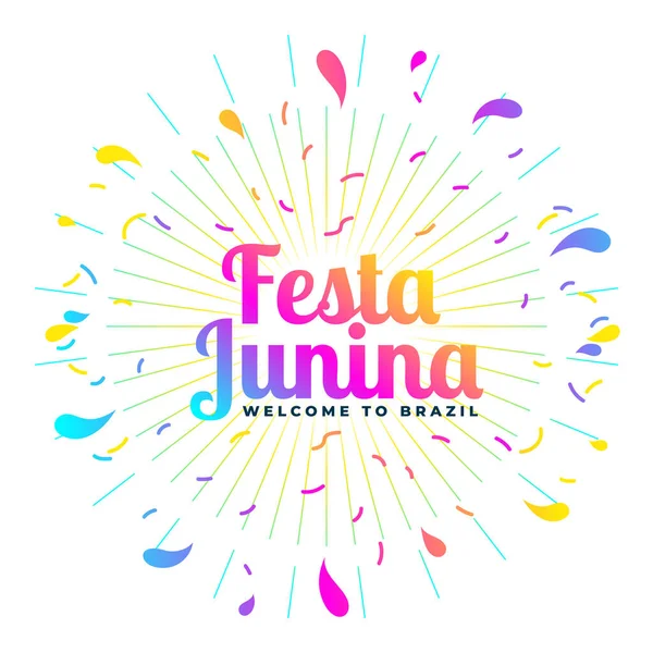 Renkli festival Junina kutlama kartı ve patlayan konfeti.