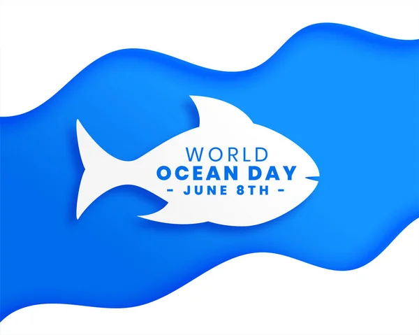 Affiche Journée Mondiale Océan Style Papier — Image vectorielle
