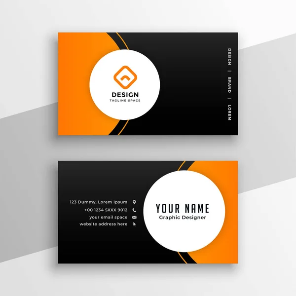 Μοντέρνο Σχεδιασμό Πορτοκαλί Και Μαύρο Επαγγελματική Κάρτα — Διανυσματικό Αρχείο