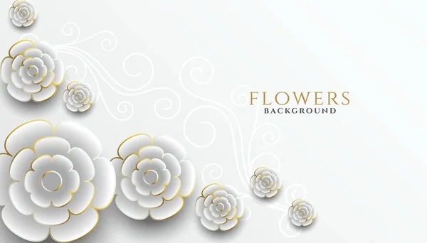 Güzel Gerçekçi Çiçekler Dekoratif Beyaz Arka Plan — Stok Vektör