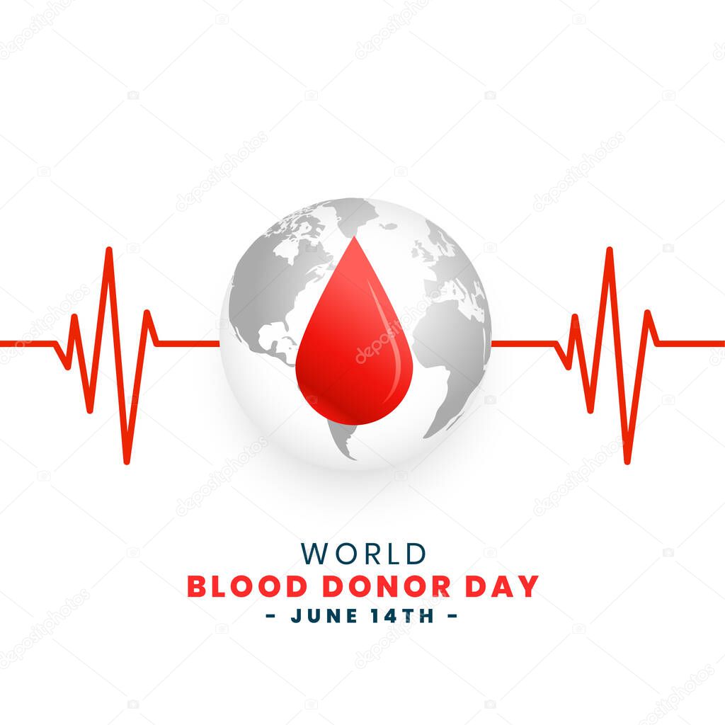 Global world blood donor day with earth shape and blood drop