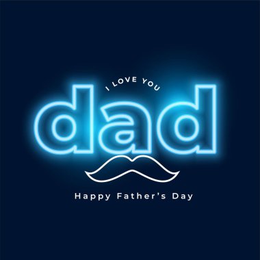 Neon tarzı mutlu babalar günü bayrak tasarımı