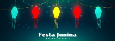 Festa junina parlayan fenerler afiş tasarımı