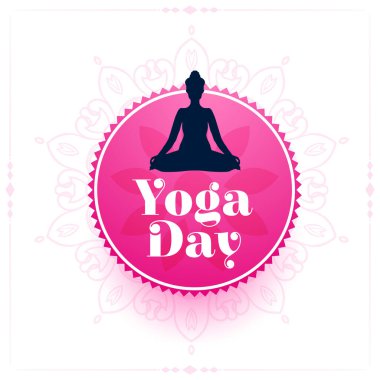 Kadın silueti arkaplanlı uluslararası yoga günü