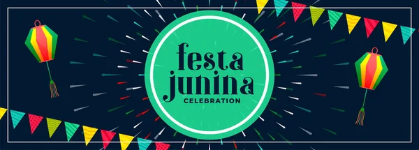 Estilo Plano Festa Junina Celebración Banner Diseño — Vector de stock