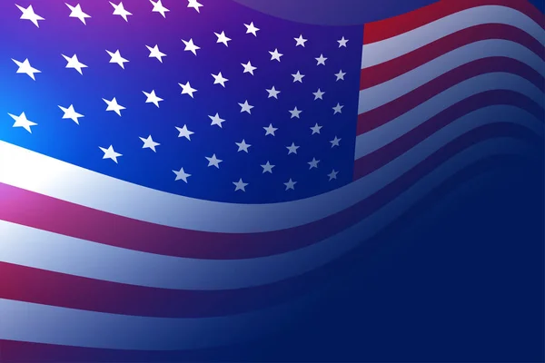 Bandeira América Fundo Azul Com Luzes Brilham —  Vetores de Stock
