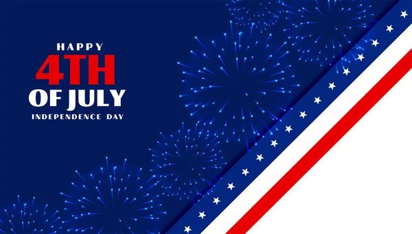 Del Giorno Dell Indipendenza Luglio Banner Celebrazione Con Fuochi Artificio — Vettoriale Stock