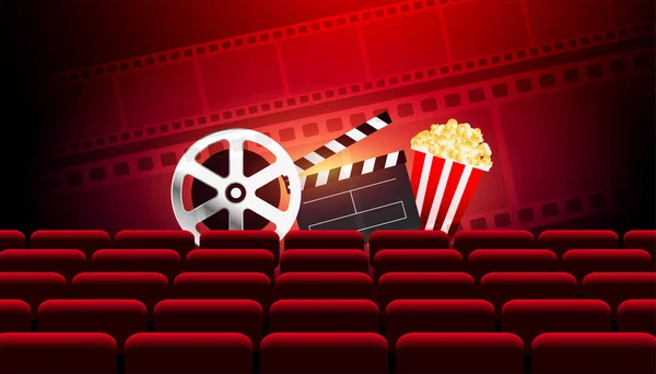 Escenario Cine Fondo Con Palomitas Maíz Sillas — Vector de stock