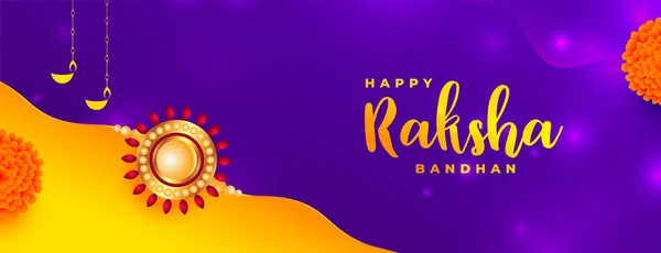 Indický Festival Raksha Bandhan Banner Rakhi Květinovým Designem — Stockový vektor