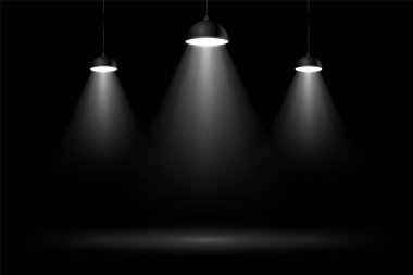 three realistic focus lights studio background