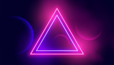 neon üçgen çerçeve kırmızı ve mor pembe