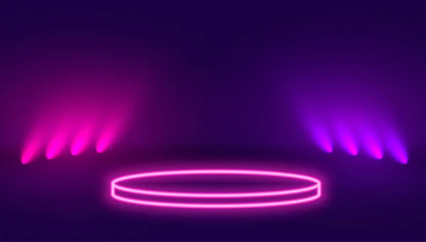 Neon Podium Platform Light Effect Background — Archivo Imágenes Vectoriales