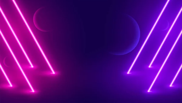 Fascio Neon Incandescente Luce Aste Palco Sfondo — Vettoriale Stock