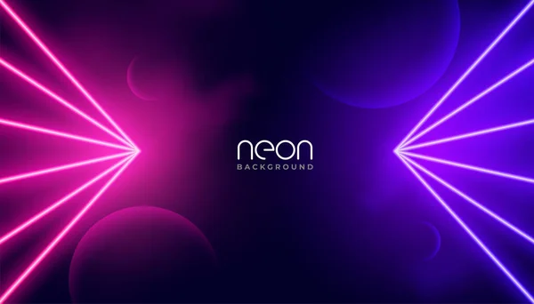 Neon Light Lines Pointed End Geometric Background — Stok Vektör