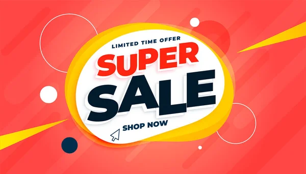 Super Sale Banner Promo Coupon Fluid Style Design — Stockový vektor