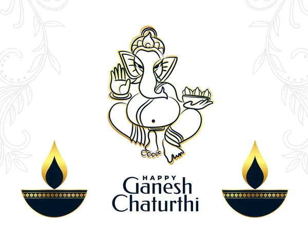 Stylish Ganesh Chaturthi Banner Lord Ganesha Diya Design — Stok Vektör