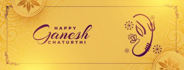 Birinci sınıf Hindu festivali Ganesh Chaturthi daveti ya da selamlama bayrağı 