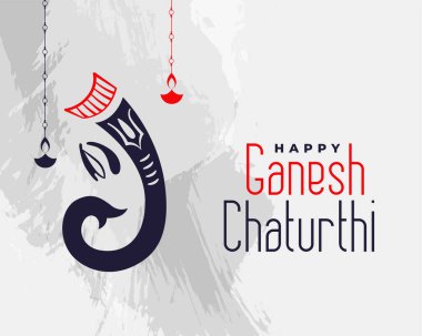 happy ganesh chaturthi festival banner in grey grungy background 