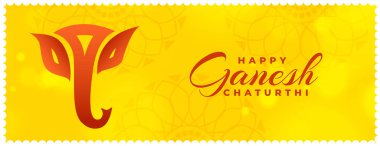 flat yellow ganesh chaturthi wishes card banner